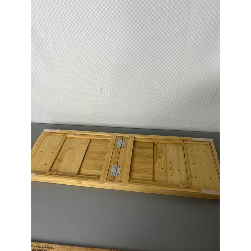 Temple Spring Bamboo Bathtub Caddy Tray Expandable Bath Organizer‎ Natural Wood
